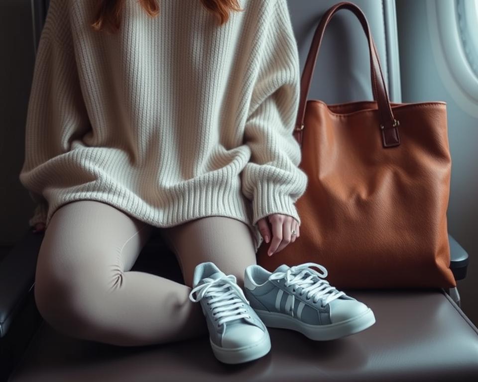ideas de looks cómodos para viajar en avión